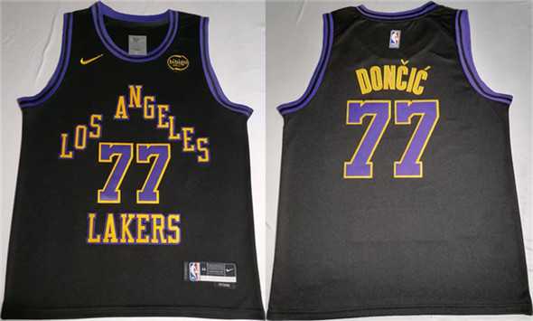 Mens Los Angeles Lakers #77 Luka Doncic Black 2025 Stitched Jersey
